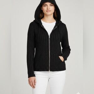 Derek Heart Black Knit Sweater with Cream Ribbon